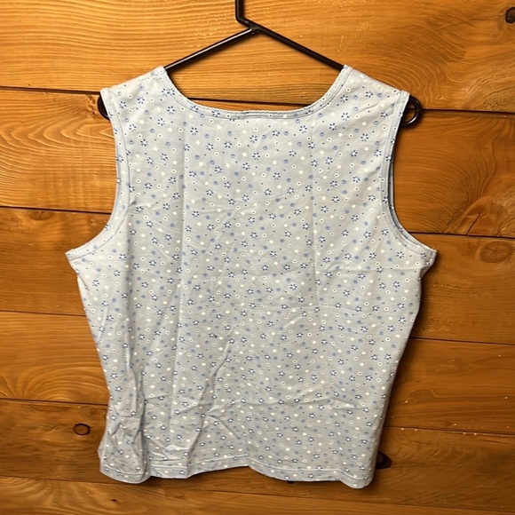 Cascade Blues women’s Tank Shirt top light blue floral XL‎ 18 lightweight summer - Picture 6 of 8
